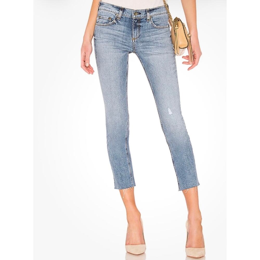 Rag & Bone Size 28 Dre Capri Jeans Blue Alphaville Washed Distressed